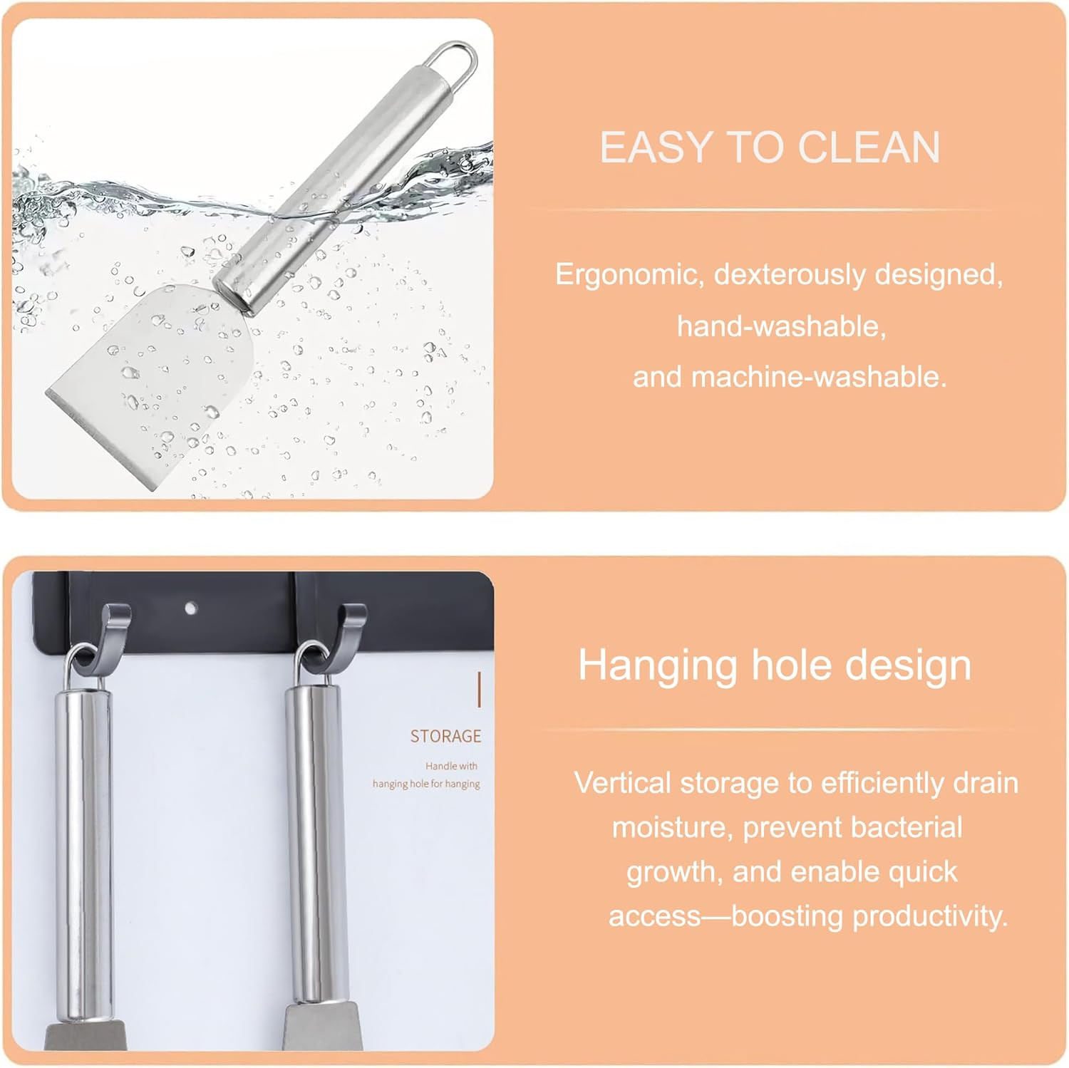 2× Stainless Steel Spatula Multi-Purpose Scraper Kitchen Cleaning Tools Spatula