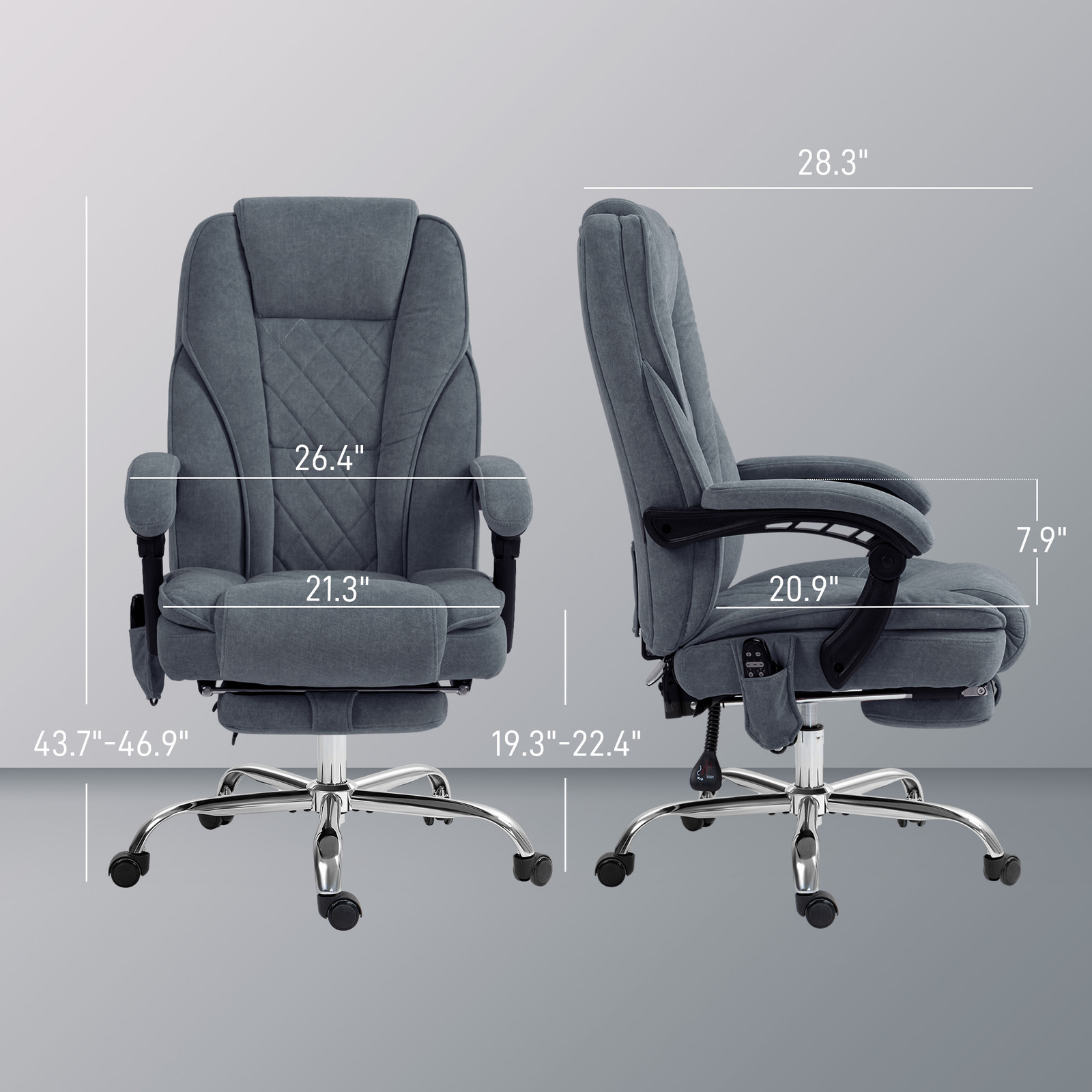 Massage Office Chair with Heat, Reclining, Footrest, Gray