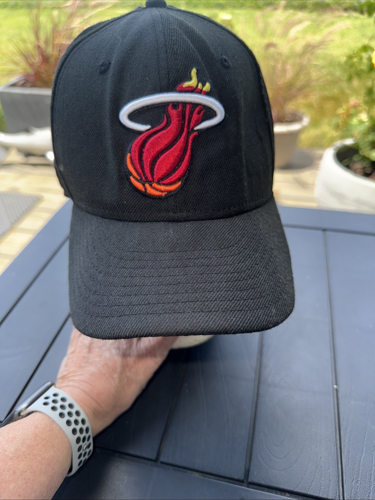 Miami Heat Logo Black New Era 59FIFTY Hat Cap NBA  HWC 100% Wool Size 7 3/4