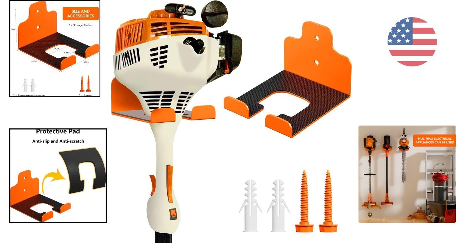 Efficient Garage Trimmer Rack - Protects Tools & Organizes Space Seamlessly