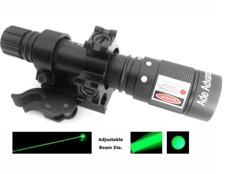 Adjustable Green Laser Flashlight Designator with QUICK RELEASE QD Mount