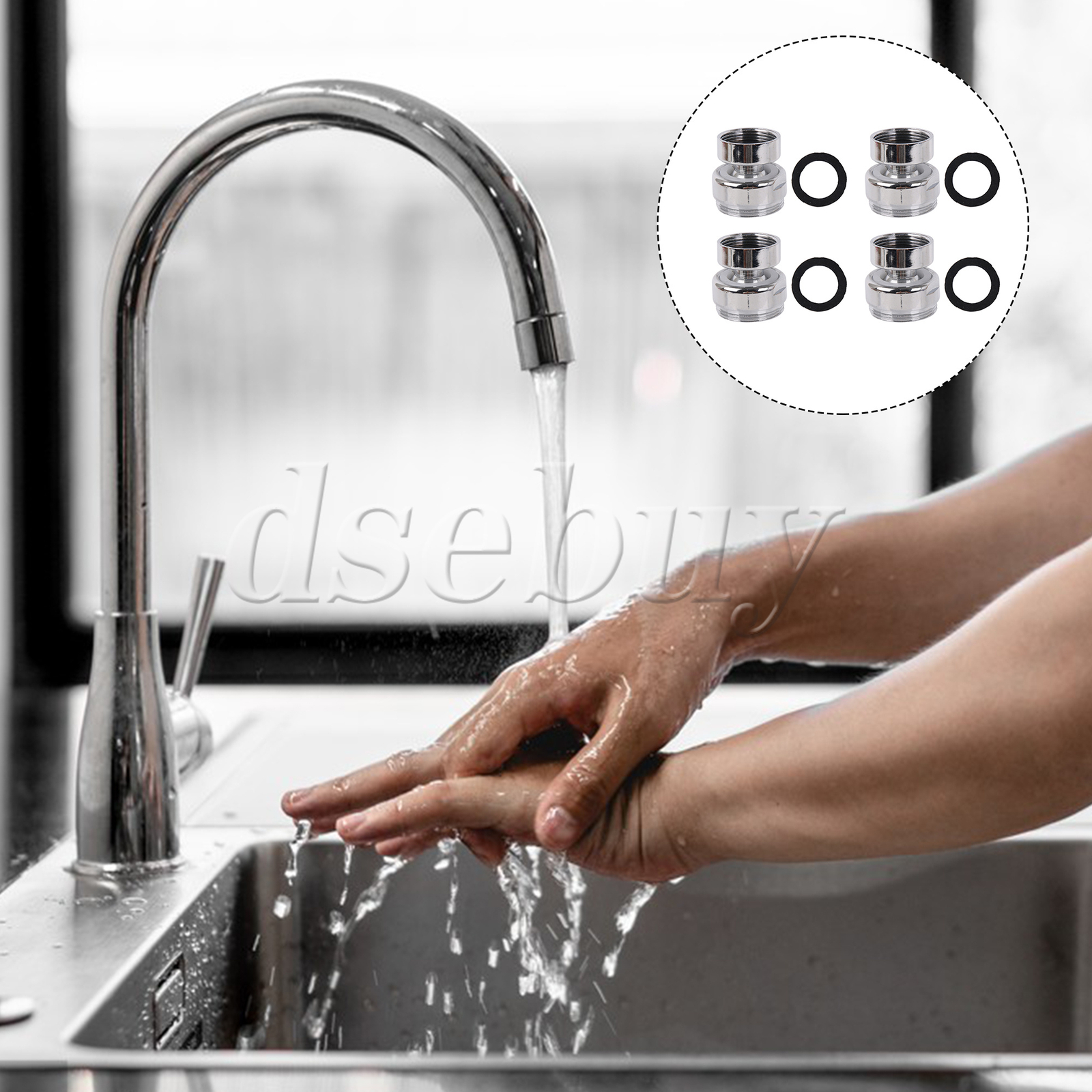4 Pieces 17mm to 22mm Thread Faucet Copper Adaptor Water Tap Aerator Connector