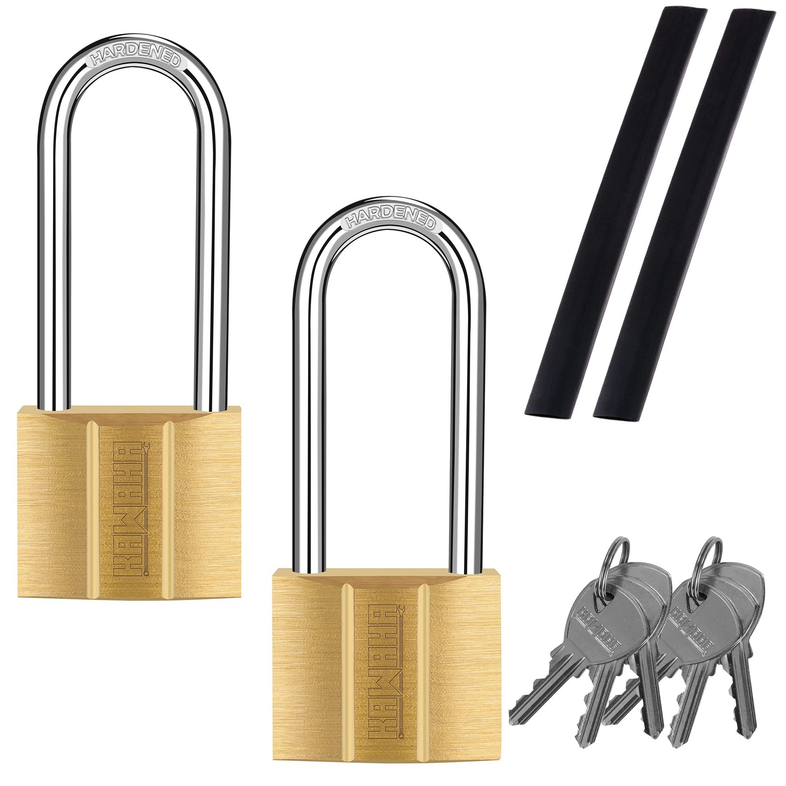 US-81/40L-2P Long Shackle Keyed Padlock (Keyed Alike, Waterproof, Solid Brass...