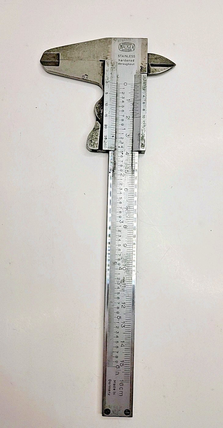 Vintage Mauser Vernier Caliper German Scherr-Tumico Stainless Steel 6" 16cm