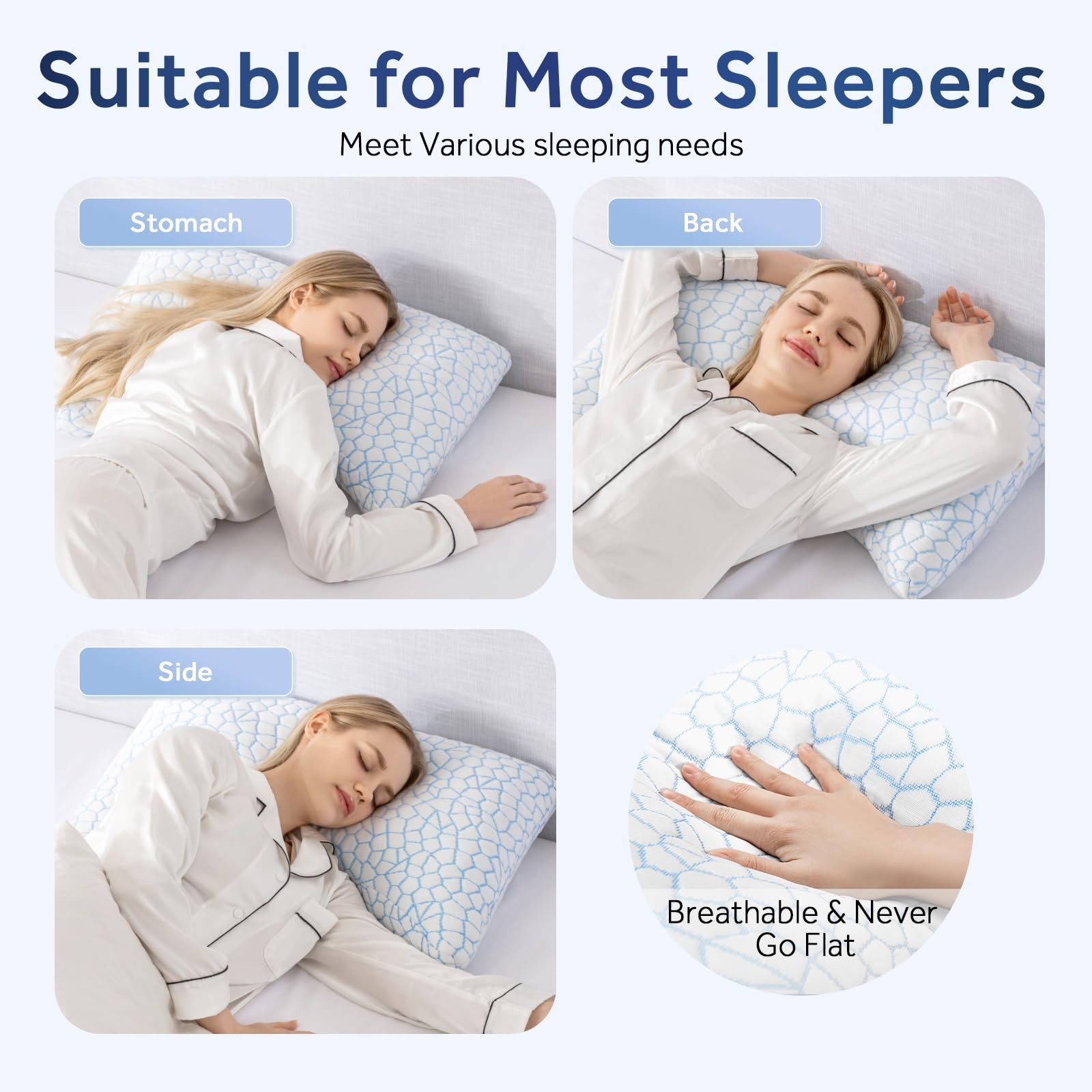 Cooling Side Sleeper Pillow for Neck and Shoulder Pain Relief, Adjustable Cur.