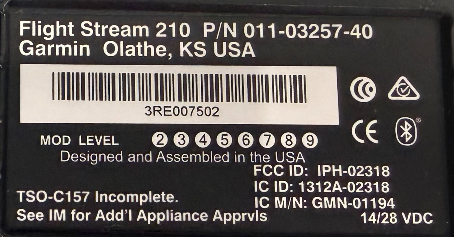 Flight Stream 210 011-03257-40 Removed Working