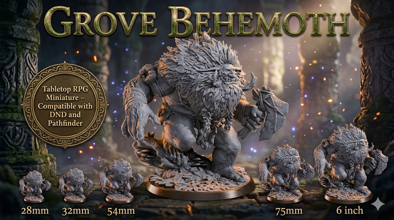 Behemoth Miniature Grove Beast DND Monster RPG Figure Pathfinder Resin 32mm 75mm
