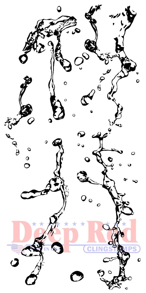 Deep Red Stamps Water Splash Rubber Cling Stamp
