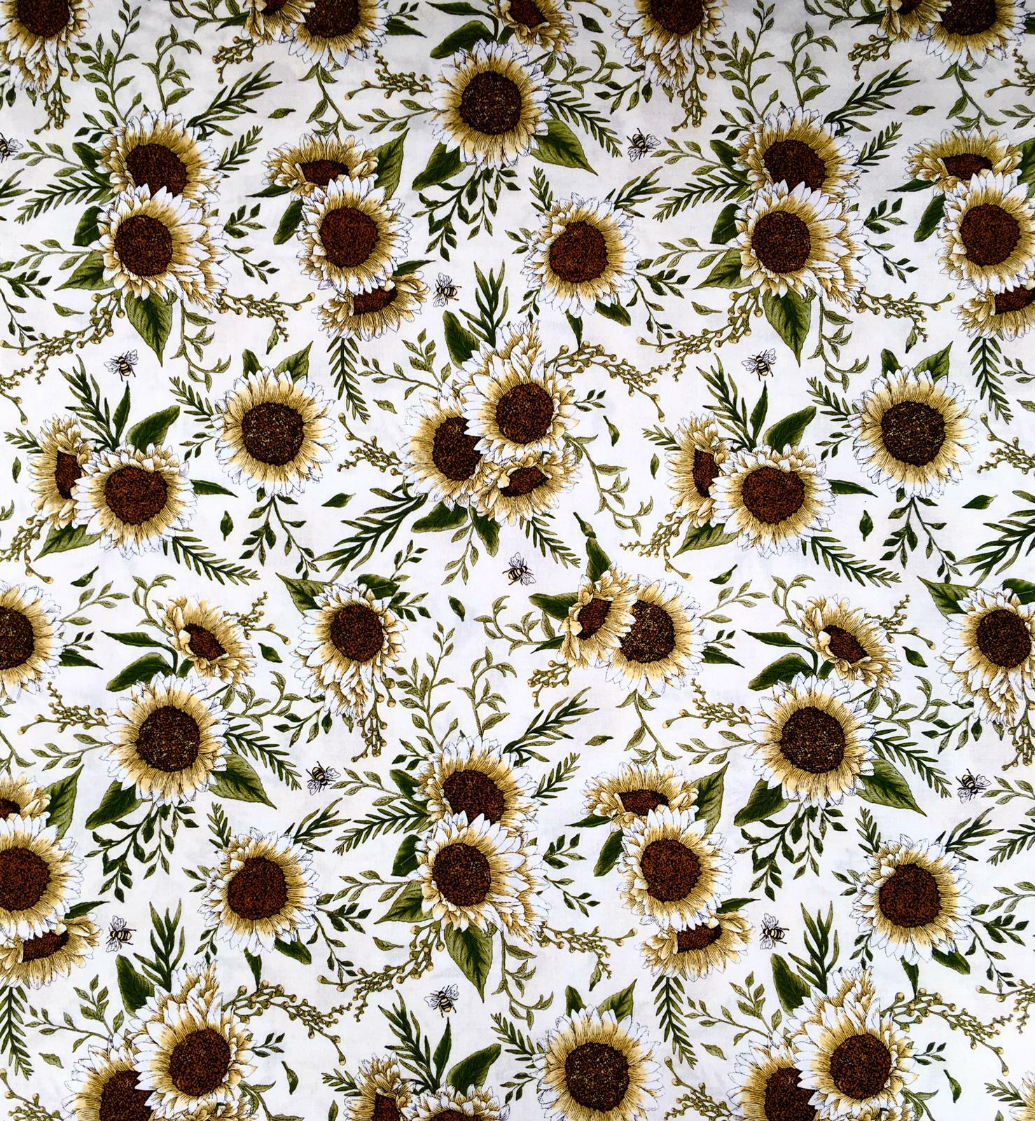 Fat Quarter Sunflower & Bee Timeless Treasures 100% Cotton Fabric