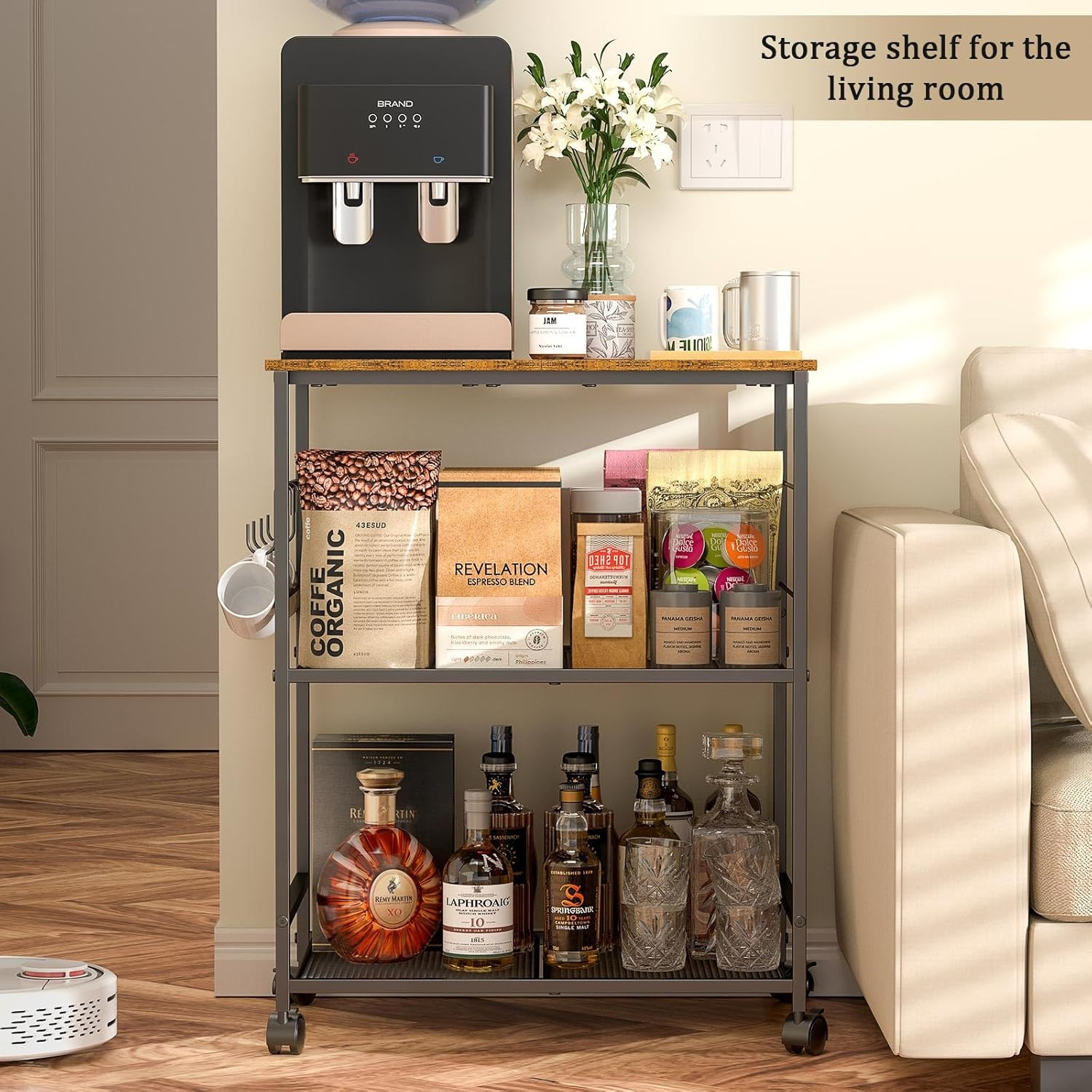 Rolling Kitchen Microwave Cart, 3 Tier Microwave Table Stand with Storage, Kitch