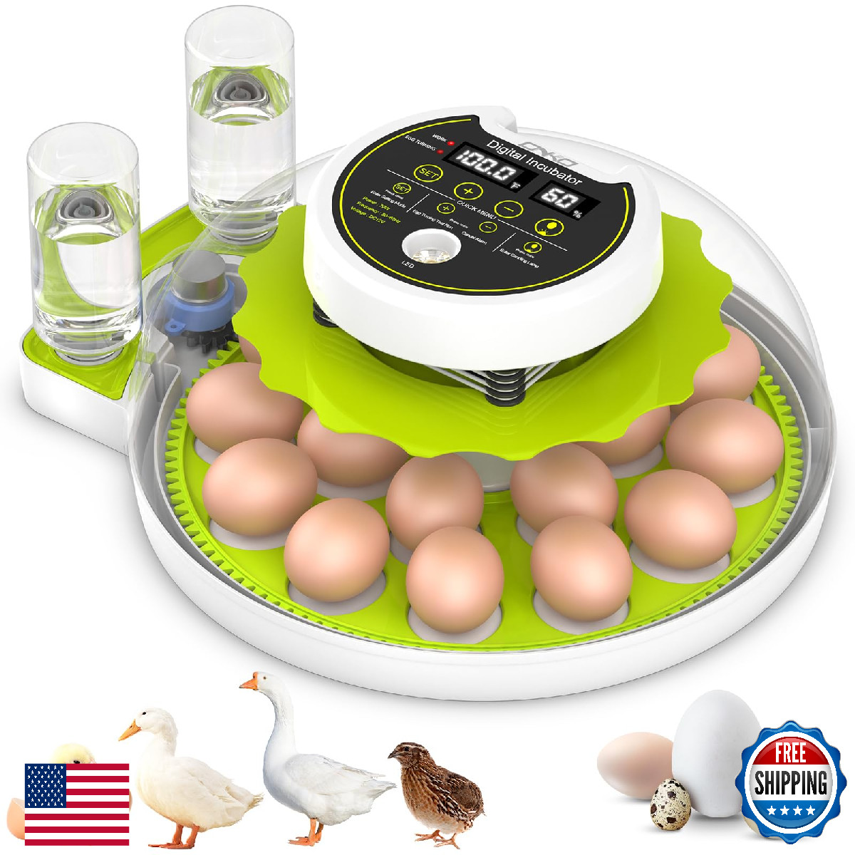 Egg Incubator with Automatic Egg Turning and Humidity Control, Chicken Incubator