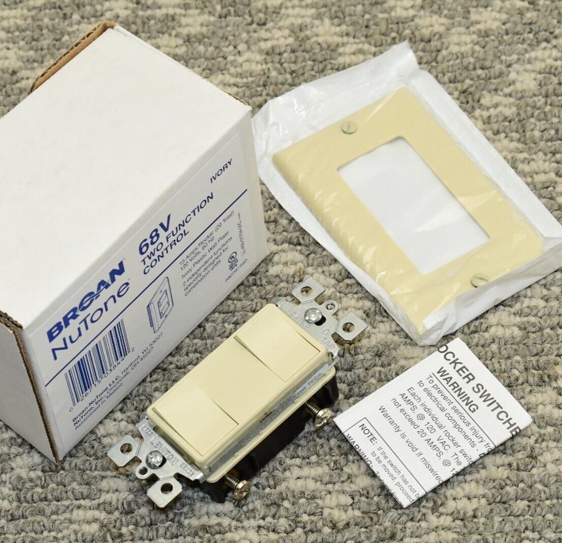 Broan-Nutone 120-Volt Decorator Style Ivory 2-Function Rocker Switch 68V P68V