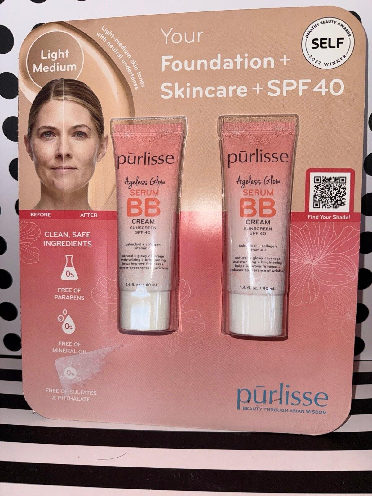 New Purlisse ageless glow BB cream color is light medium x2