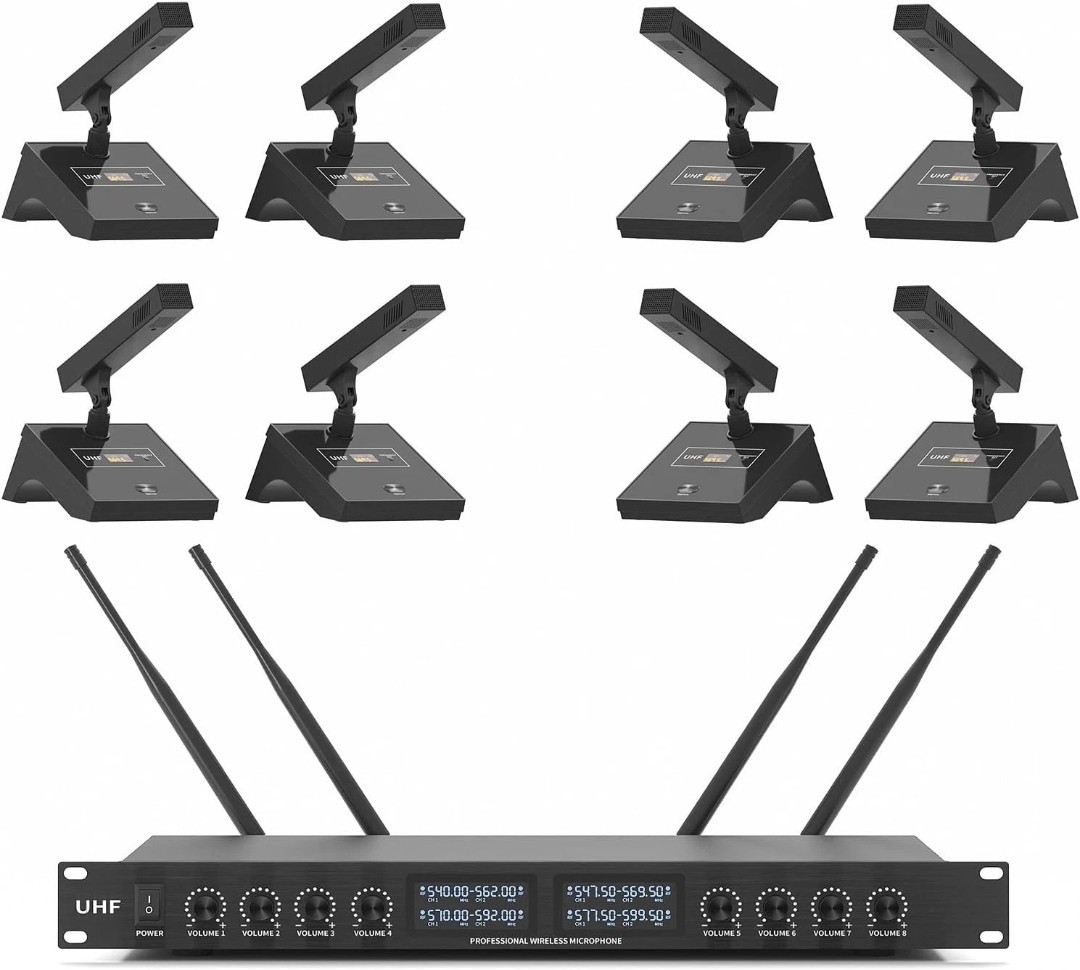 XTUGA YT8 UHF 8 Channel Desktop Gooseneck Microphone System NEW OPEN BOX