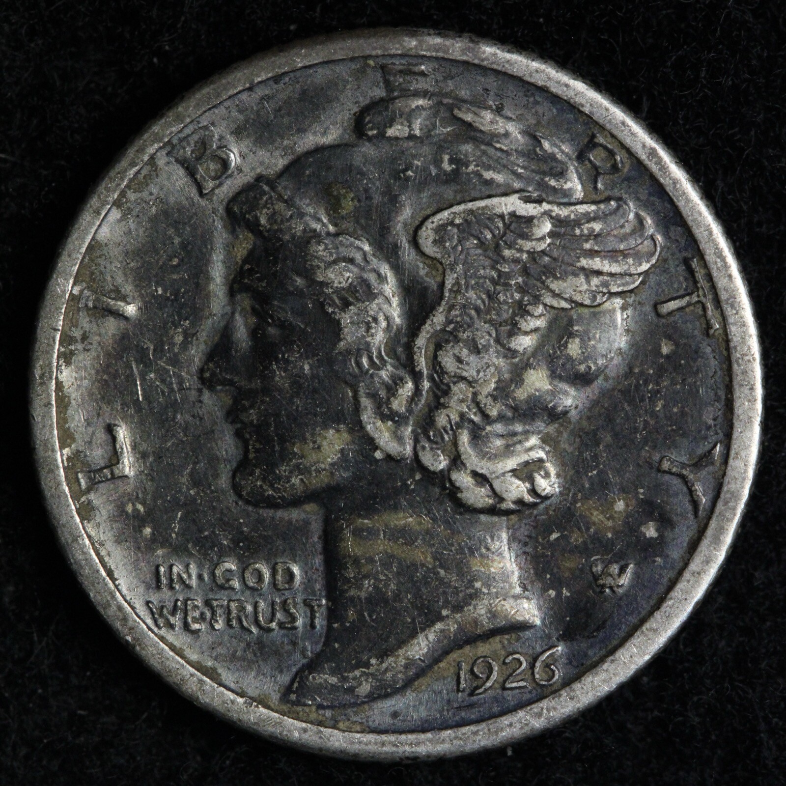 1926 Mercury Silver Dime AU+ TONED E360 T