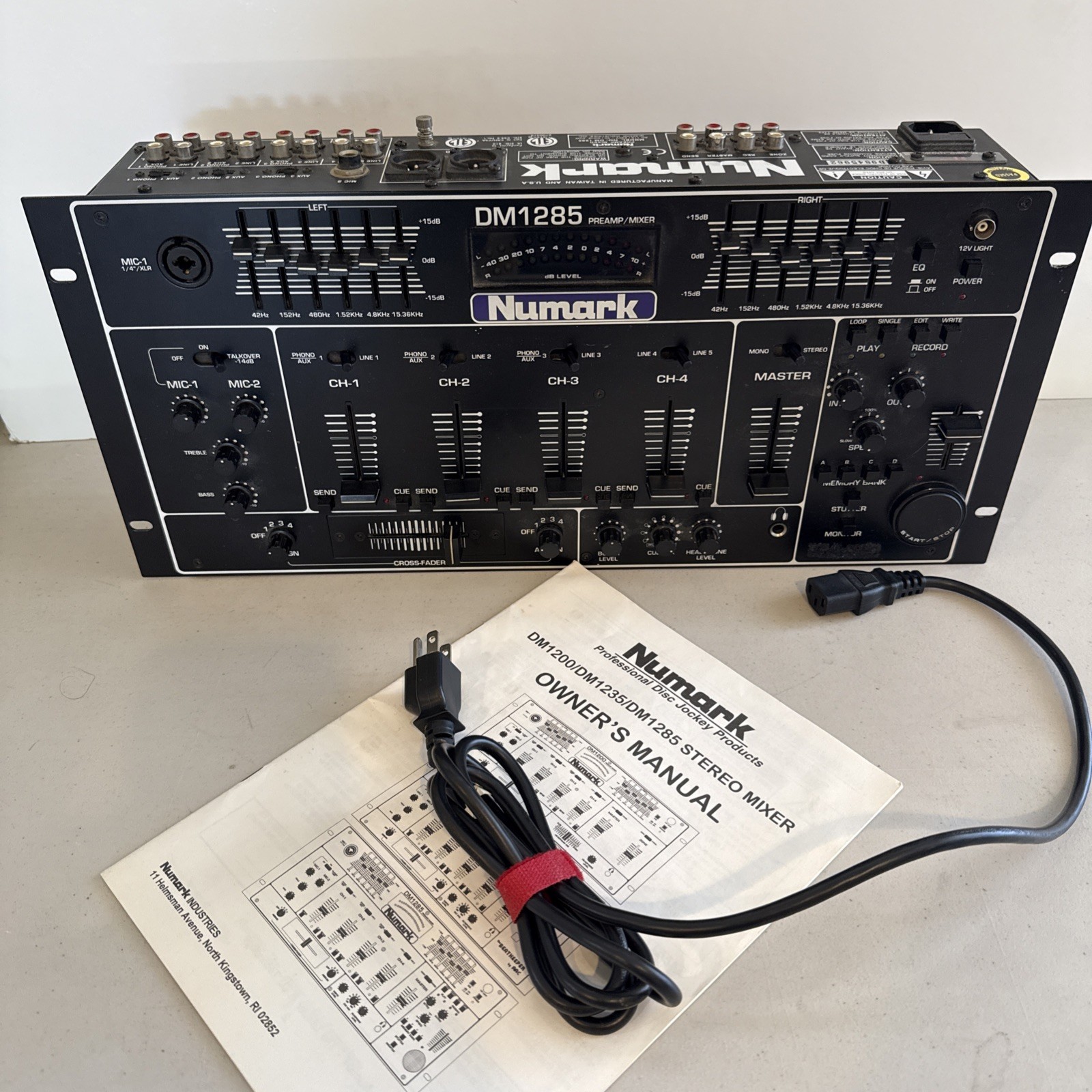 Numark DM1285 4-Channel Analog DJ Mixer w/ Equalizer, Tabletop, Black Works Well