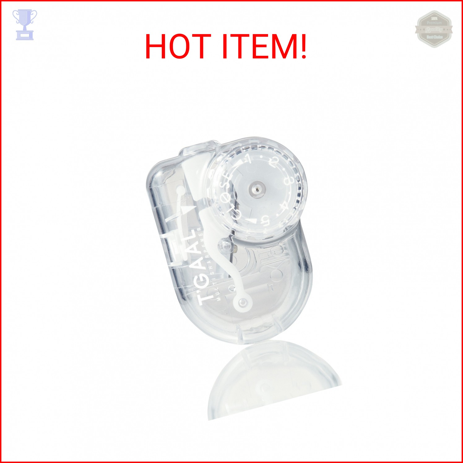 KUTSUWA Hi LiNE T'GAAL Angle Adjustable Pencil Sharpener, Clear (RS028CL)