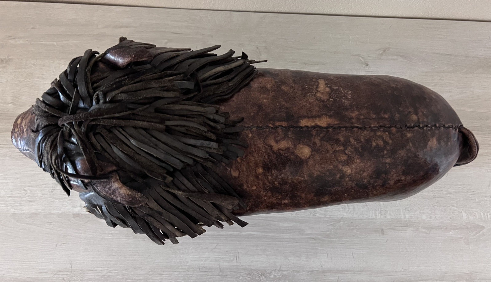 Vintage Dimitri Omersa Lion Leather Footstool