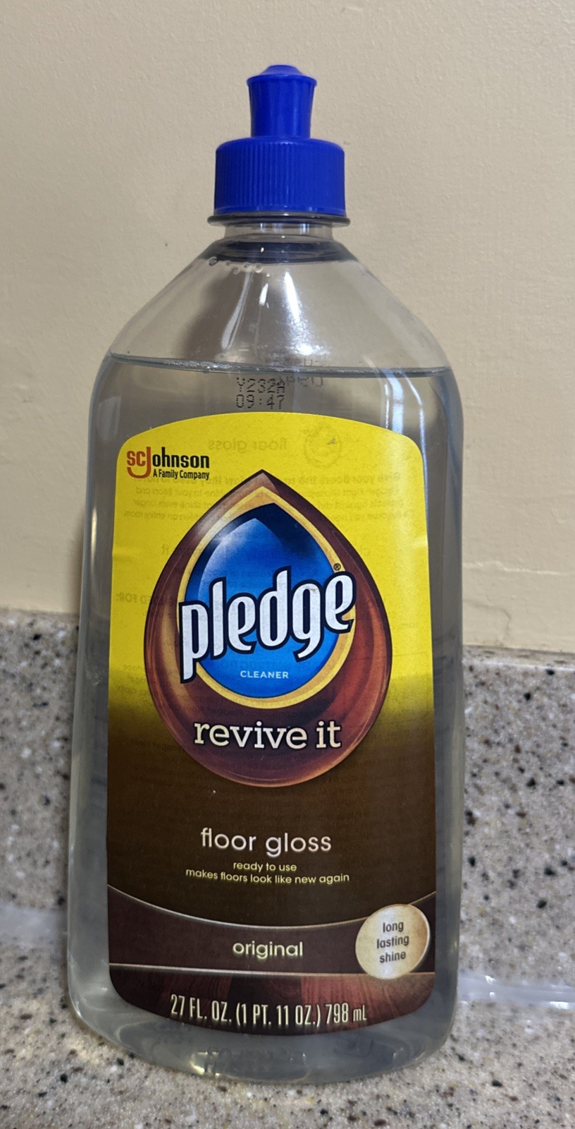 Pledge REVIVE IT Original Floor Gloss Cleaner for Long Lasting Shine 27 oz NEW