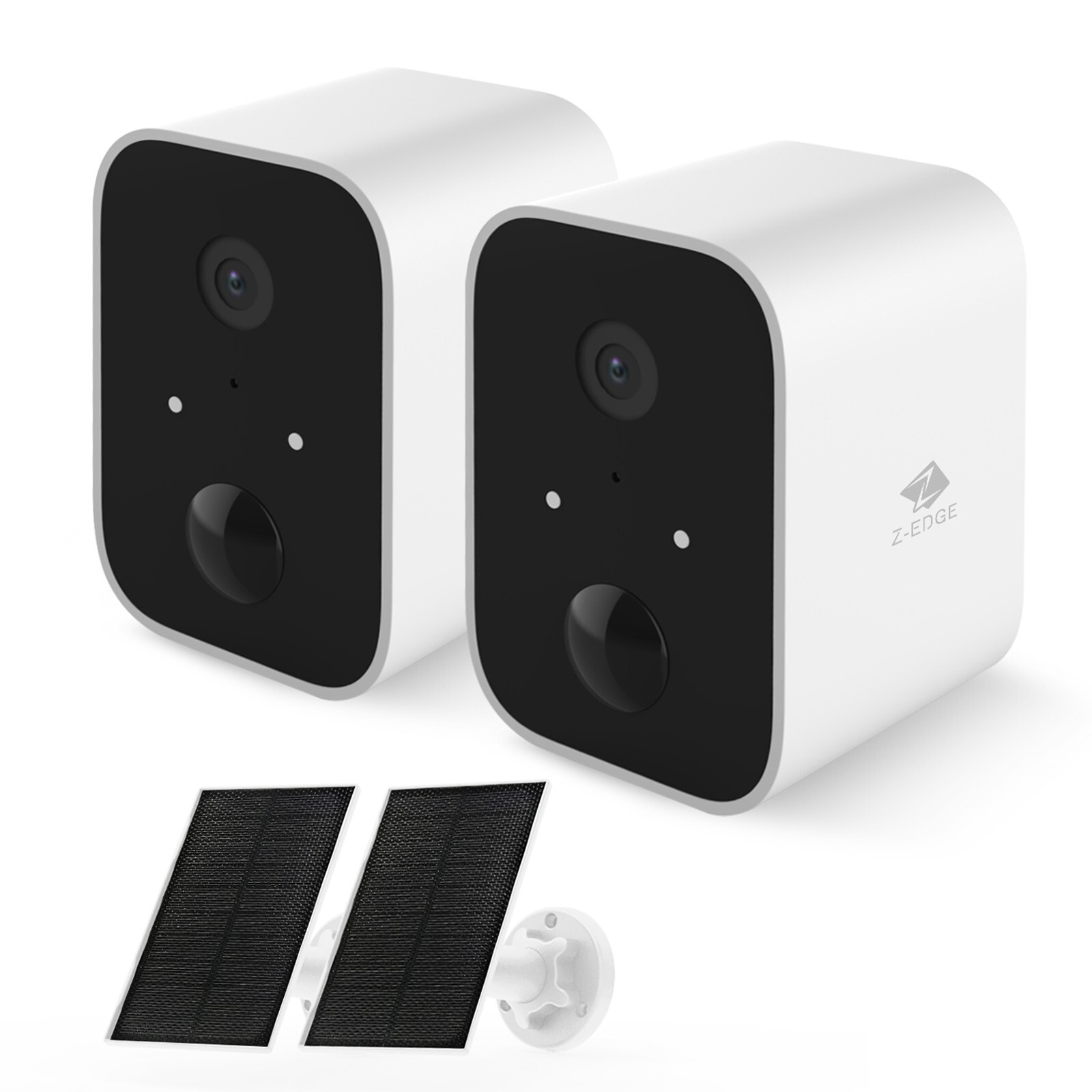 Z-EDGE 2 Packs 1080P Wireless WiFi Smart Cameras with Solar Panels, Mic, Speaker