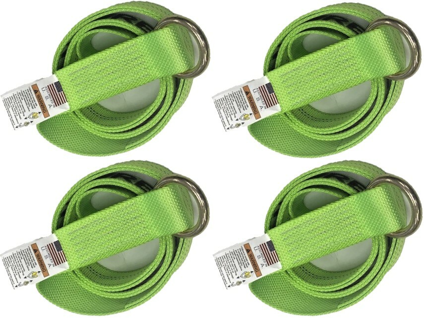 4 Pack of 2" x 10' Hi-VIZ DIAMOND WEAVE Wheel Lift Lasso Straps w/ Steel O-Rings