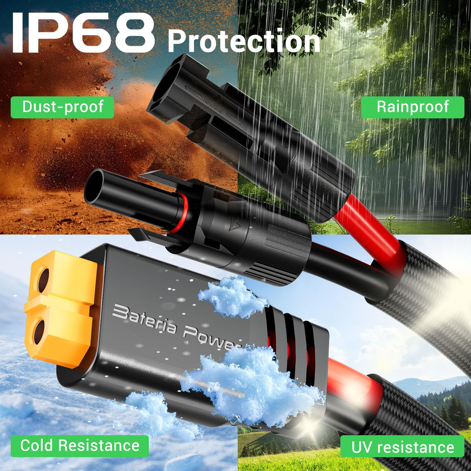 Solar to XT60 Extension Cable, 12WG 10FT Flame Retardant Protective Sleeving Sol