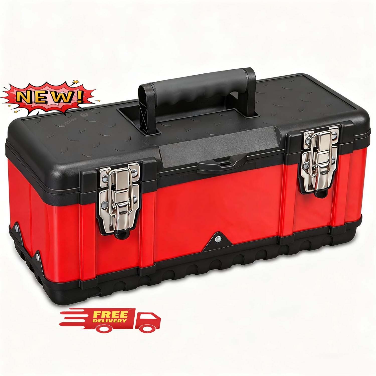 Caja de herramientas de acero de 39,4 cm (15,5 pulgadas), organizador portátil p
