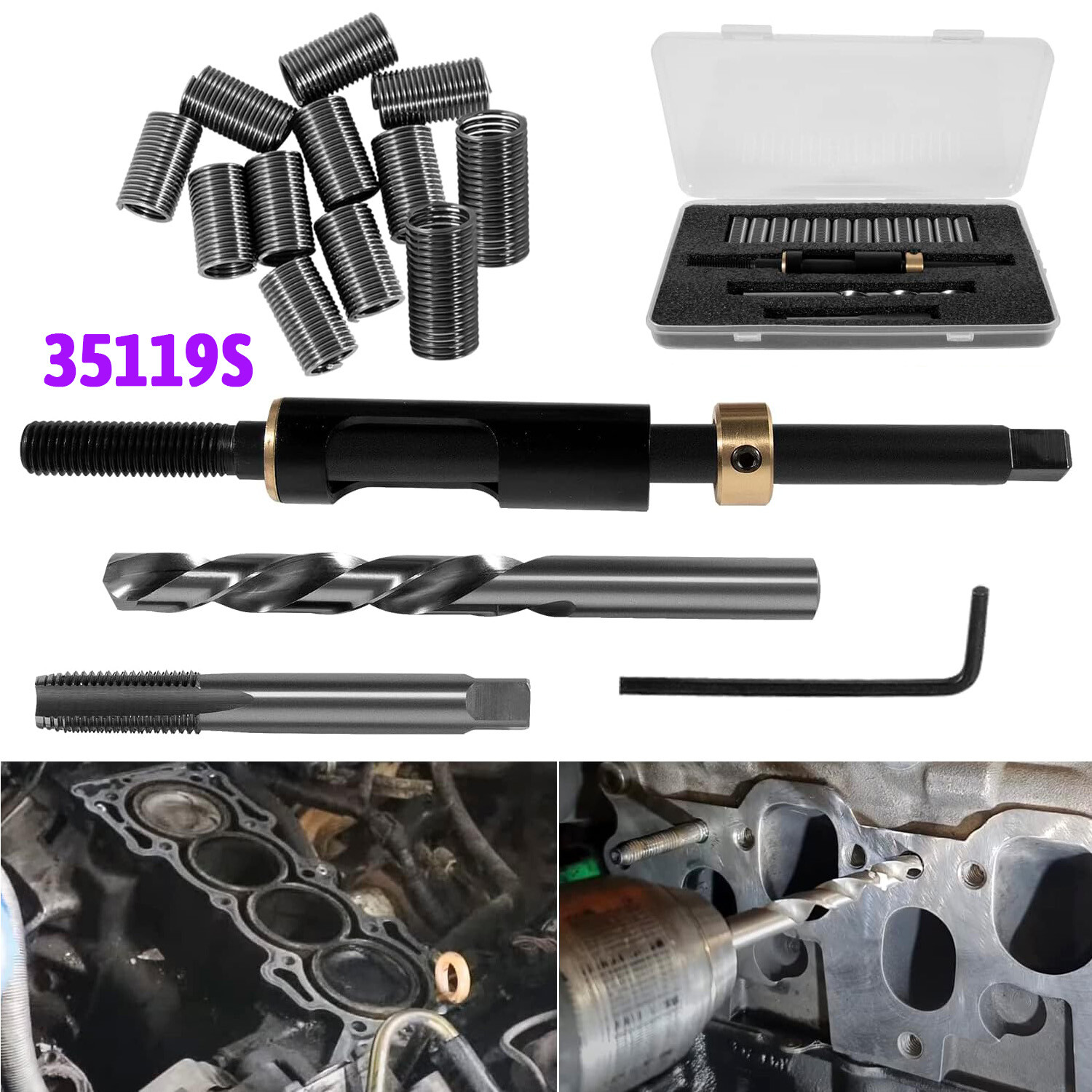 35119S Metric Head Bolt Thread Repair Kit, M11 x 1.5 Fit Toyota /Cadillac /Honda