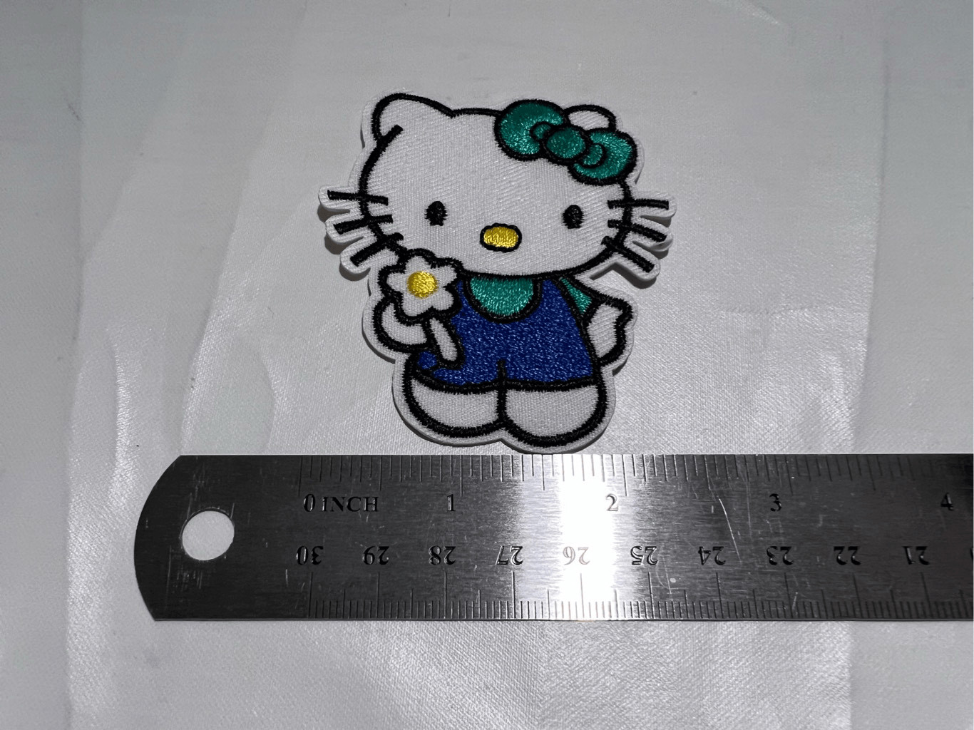 Hello Kitty in Blue Over Alls Iron on Patch