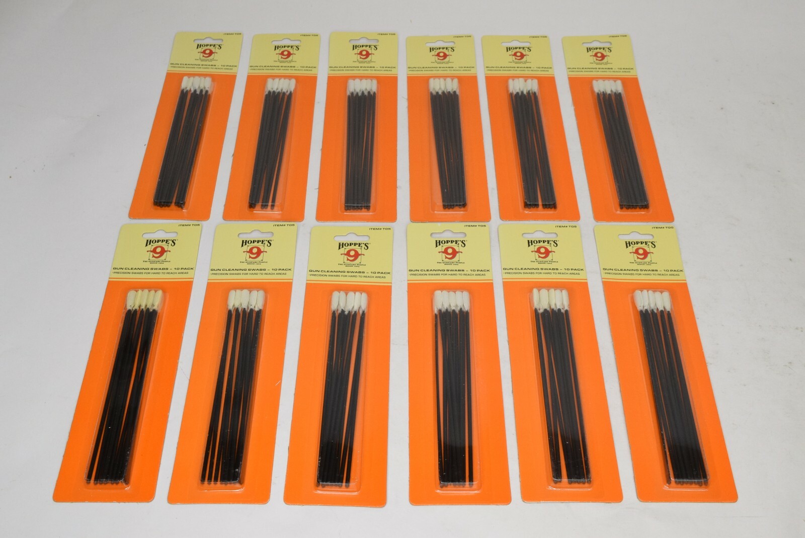 10pk Hoppes Precision Tip Gun Cleaning Swabs 6-1/2" T05 - Bulk Lot of 12 Packs