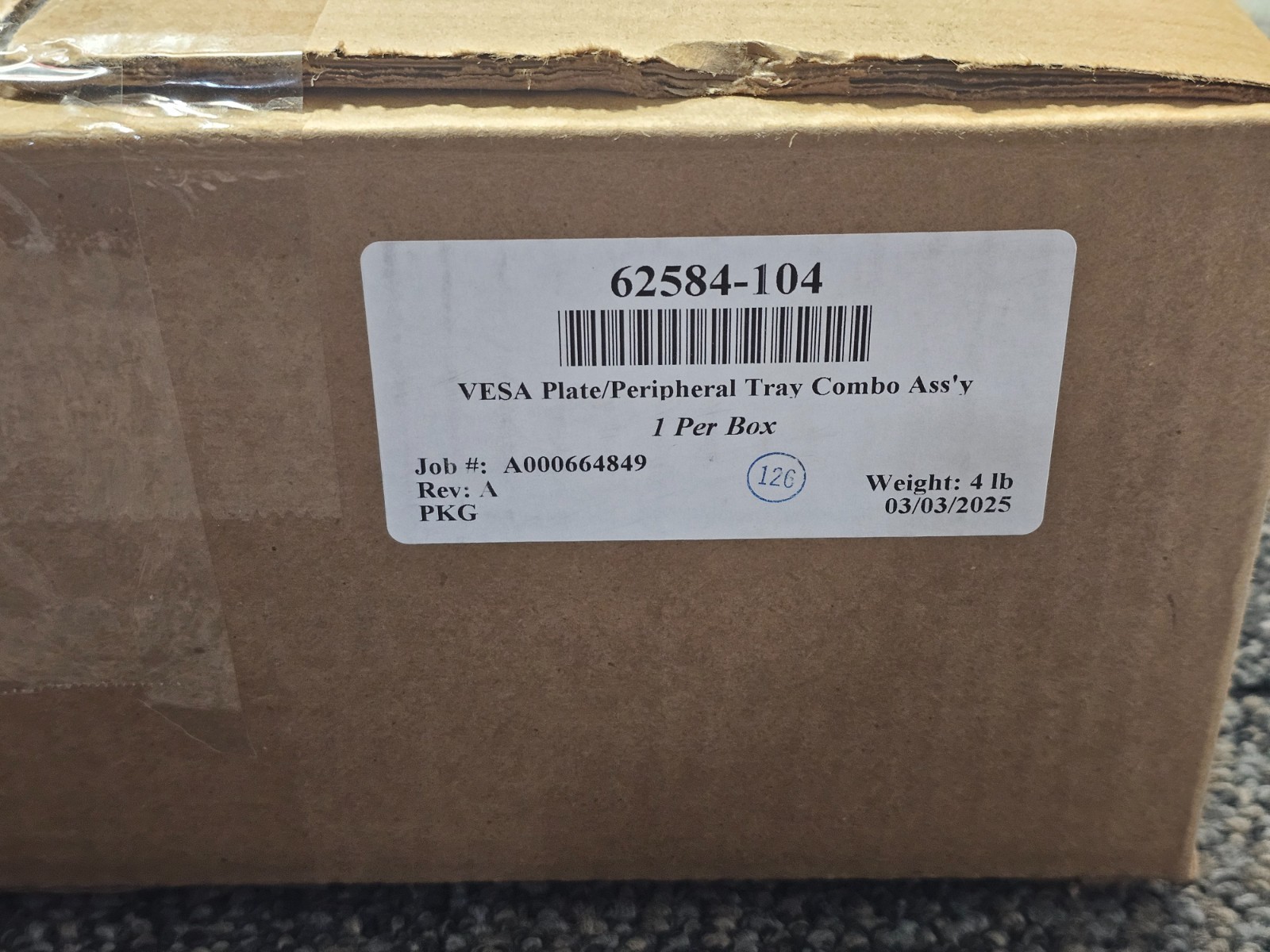Vesa Plate/Peripheral Tray Combo Assembly 62584-104, Black