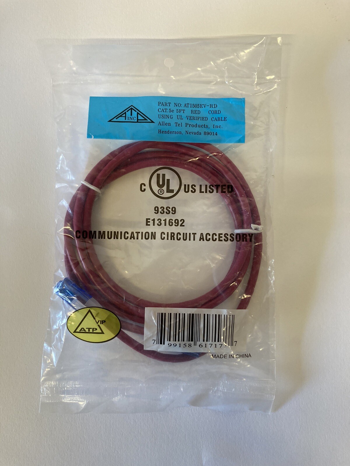 ATP AT1505EV-RD CAT 5 E CAT.5E E131692 5FT Ethernet Cable BUY 3 GET 1 FREE