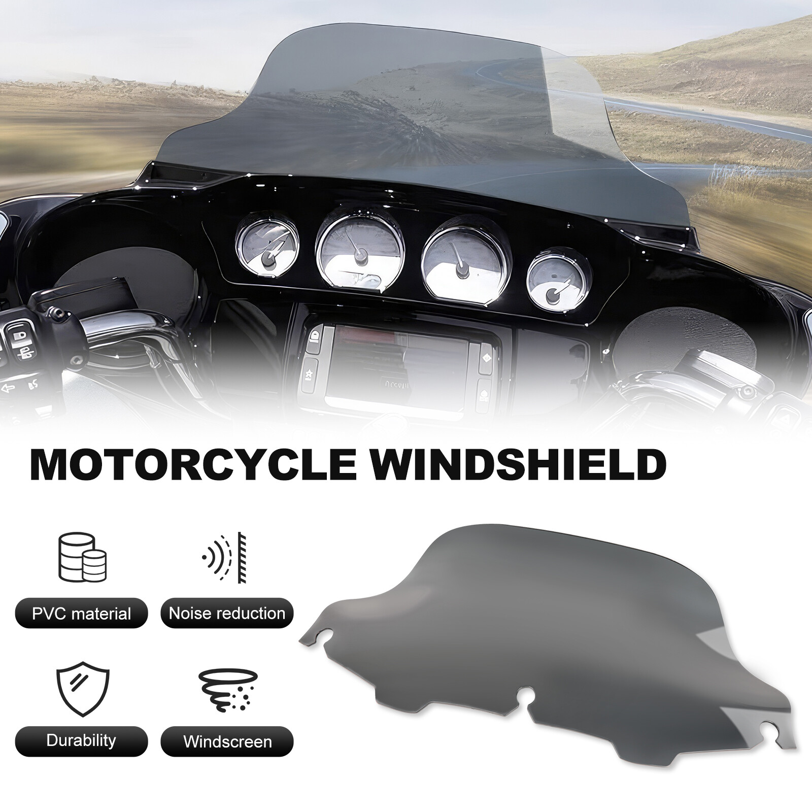 8" Smoke Windshield Windscreen For Harley Ultra Classic Electra Glide 1996-2013