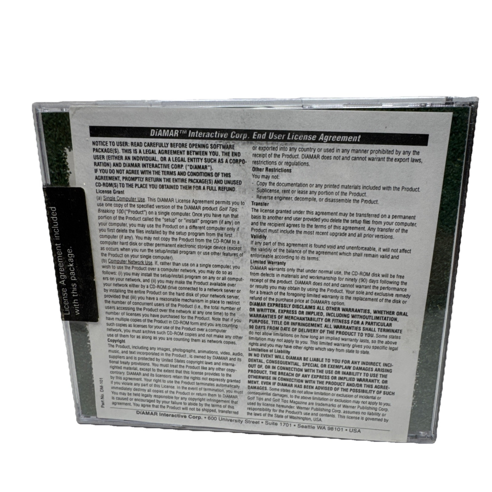 Golf Tips Breaking 100 DiAmar Interactive Beginning -Intermediate Golfer CD-ROM