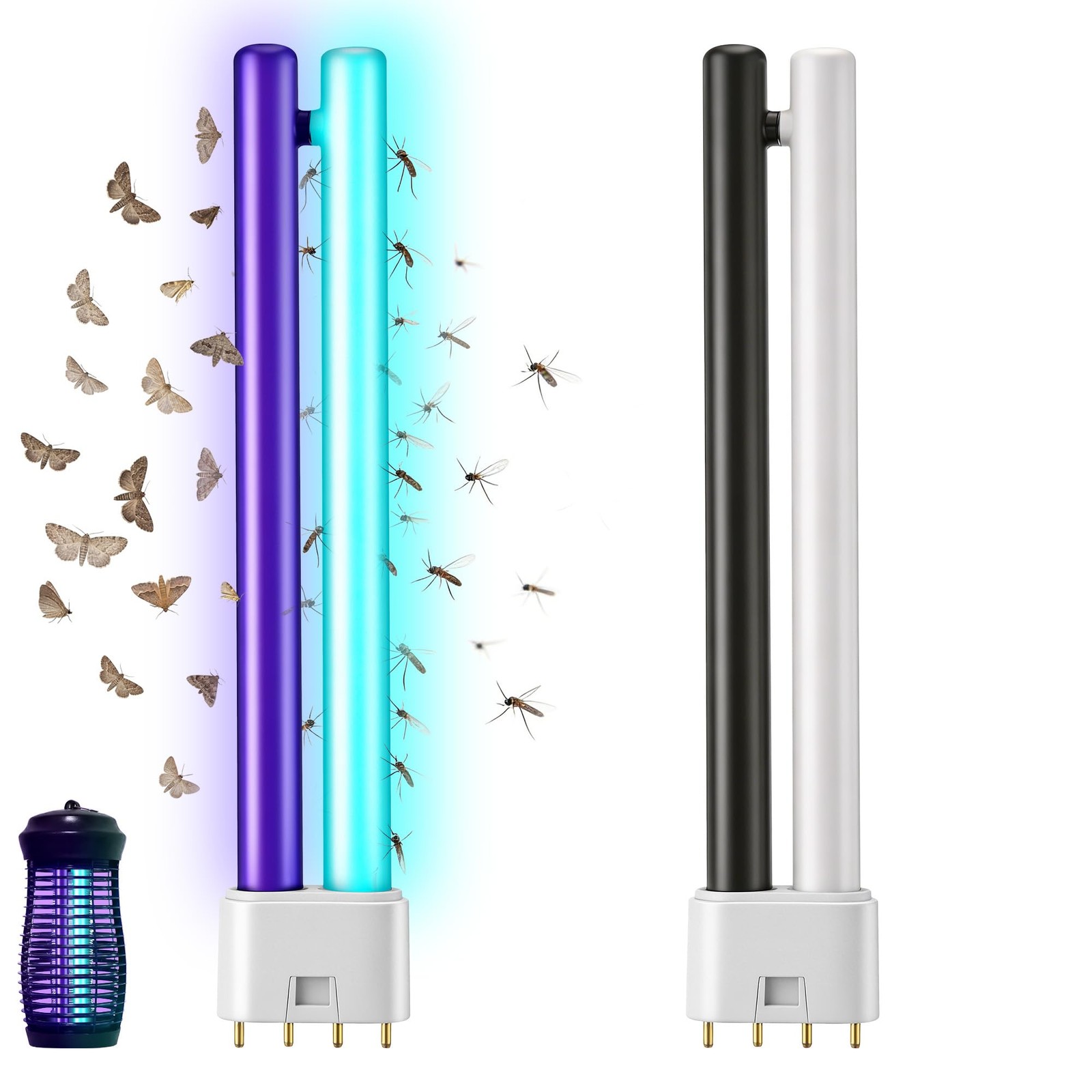 2 Pack 2G11 18W Bug Zapper Light Bulb, Dual Color 4Pin Base Bug Light Bulbs f...