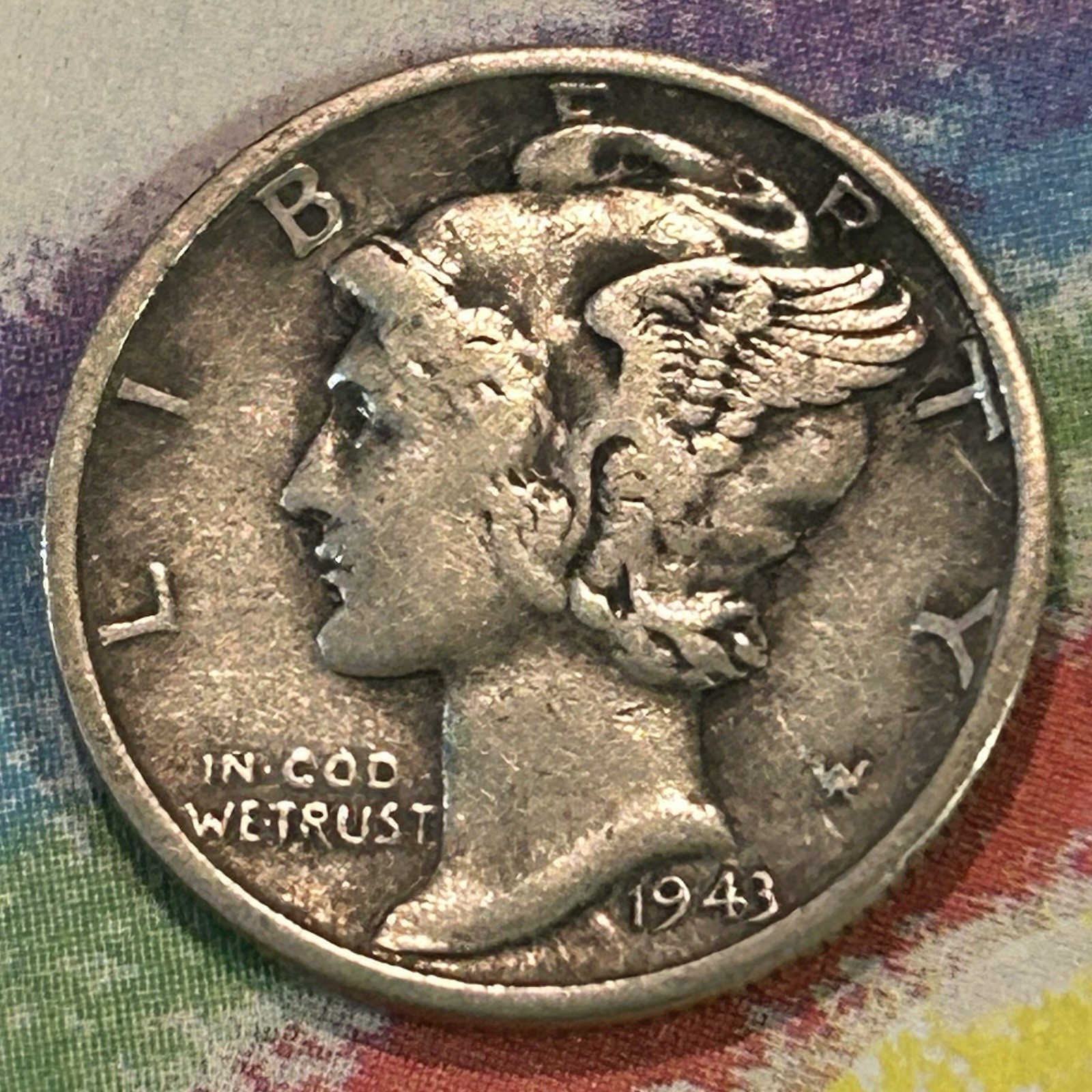 1943 Mercury Dime Winged Liberty Silver Coin