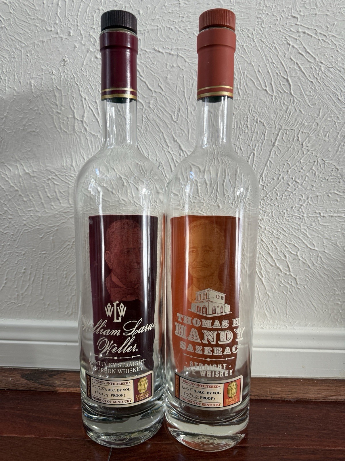 William Larue Weller WLW Thomas Handy THH Whiskey Bottle Buffalo Trace Bourbon