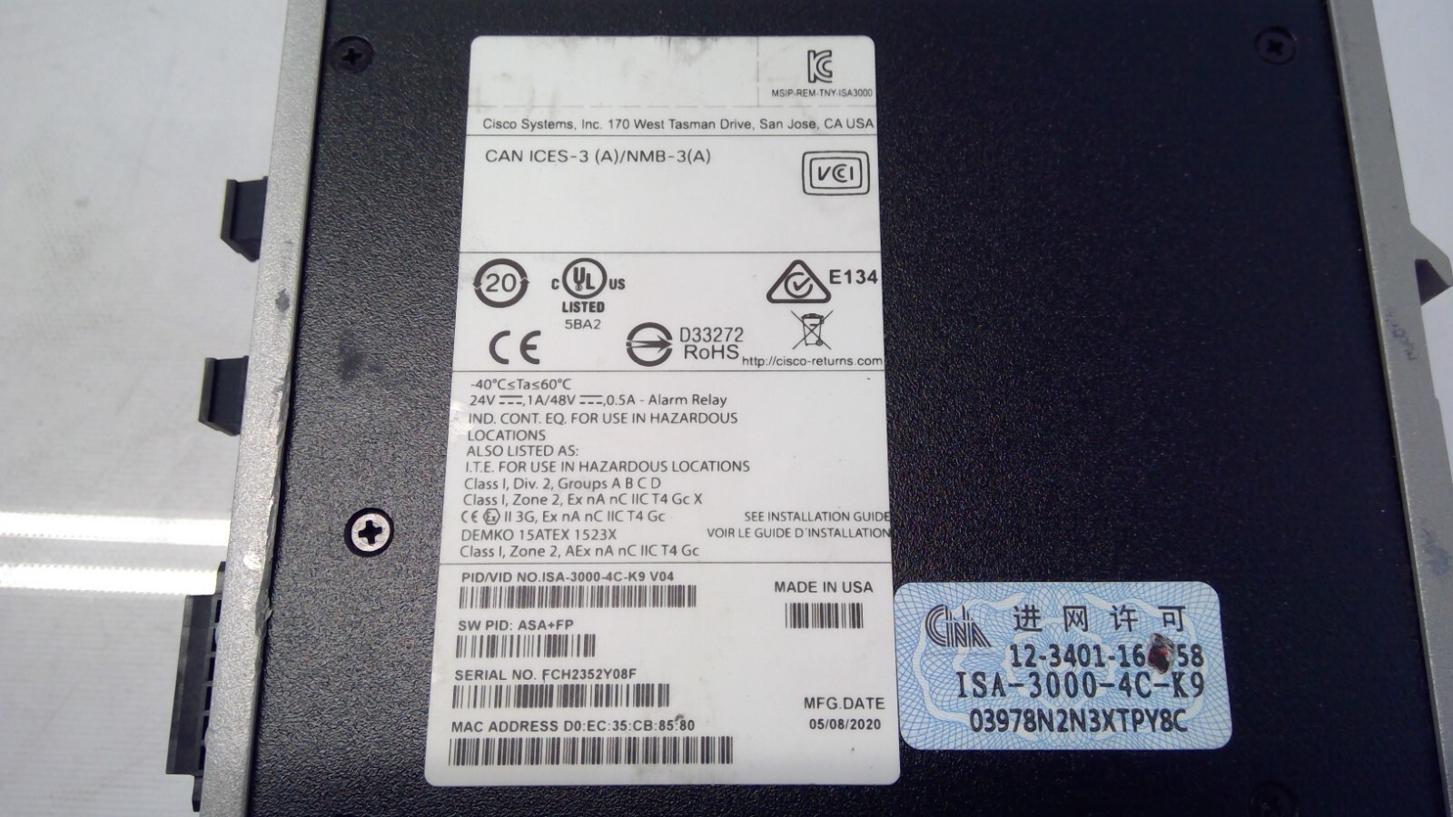 Cisco ISA-3000-4C-K9 Industrial Security Switch
