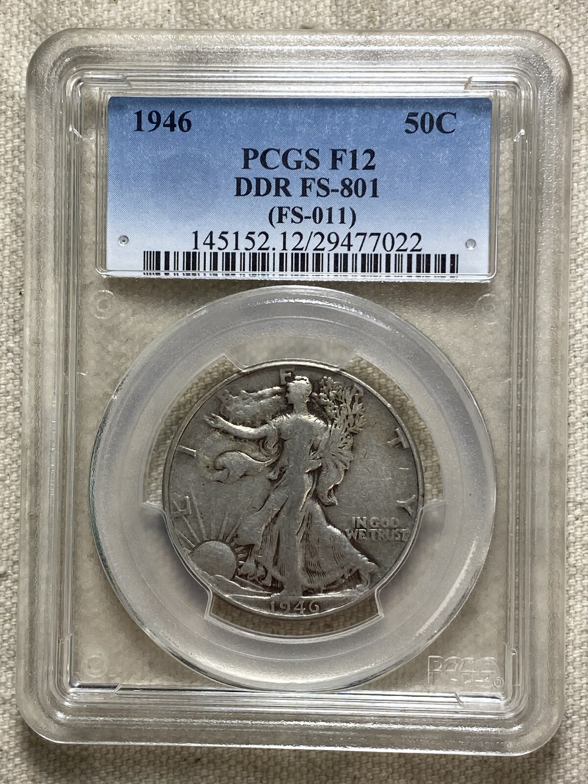 1946 50c Walking Liberty Half Dollar FS-801 DDR PCGS F12 FS-011 Scarce