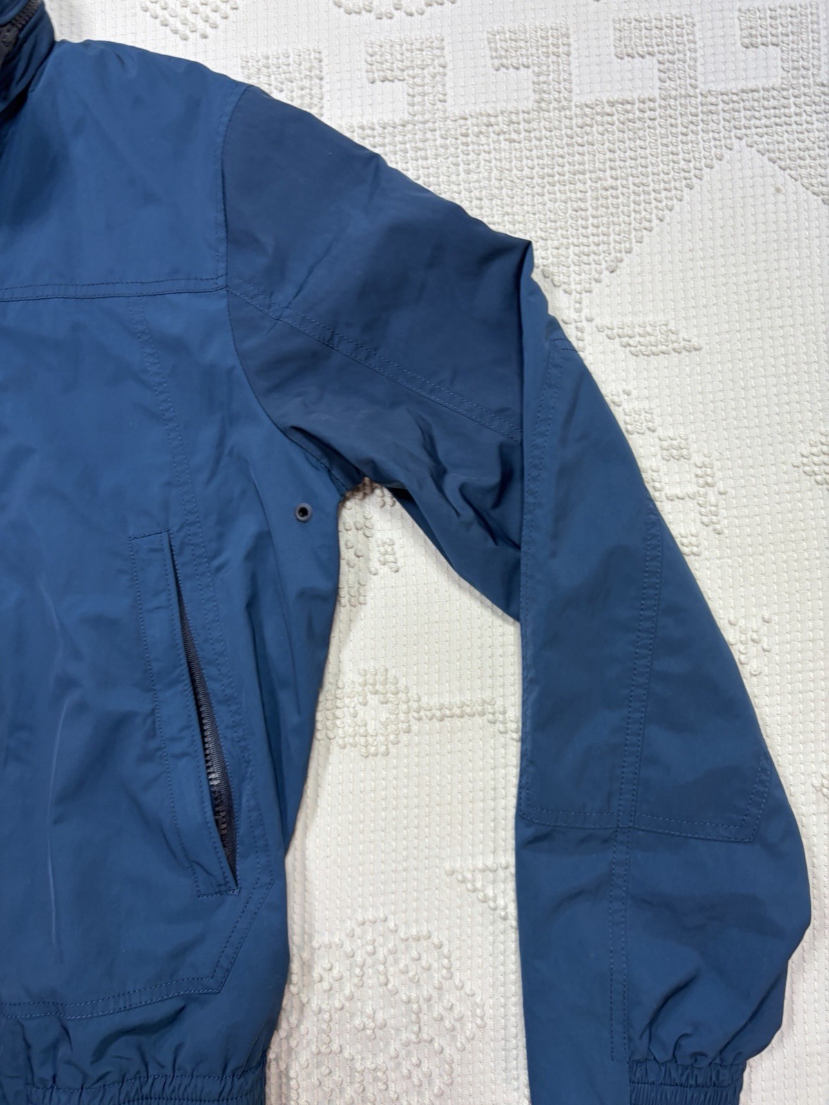Orlebar Brown Shell Bomber Jacket Men Medium Stowable Hood Blue Full Zip