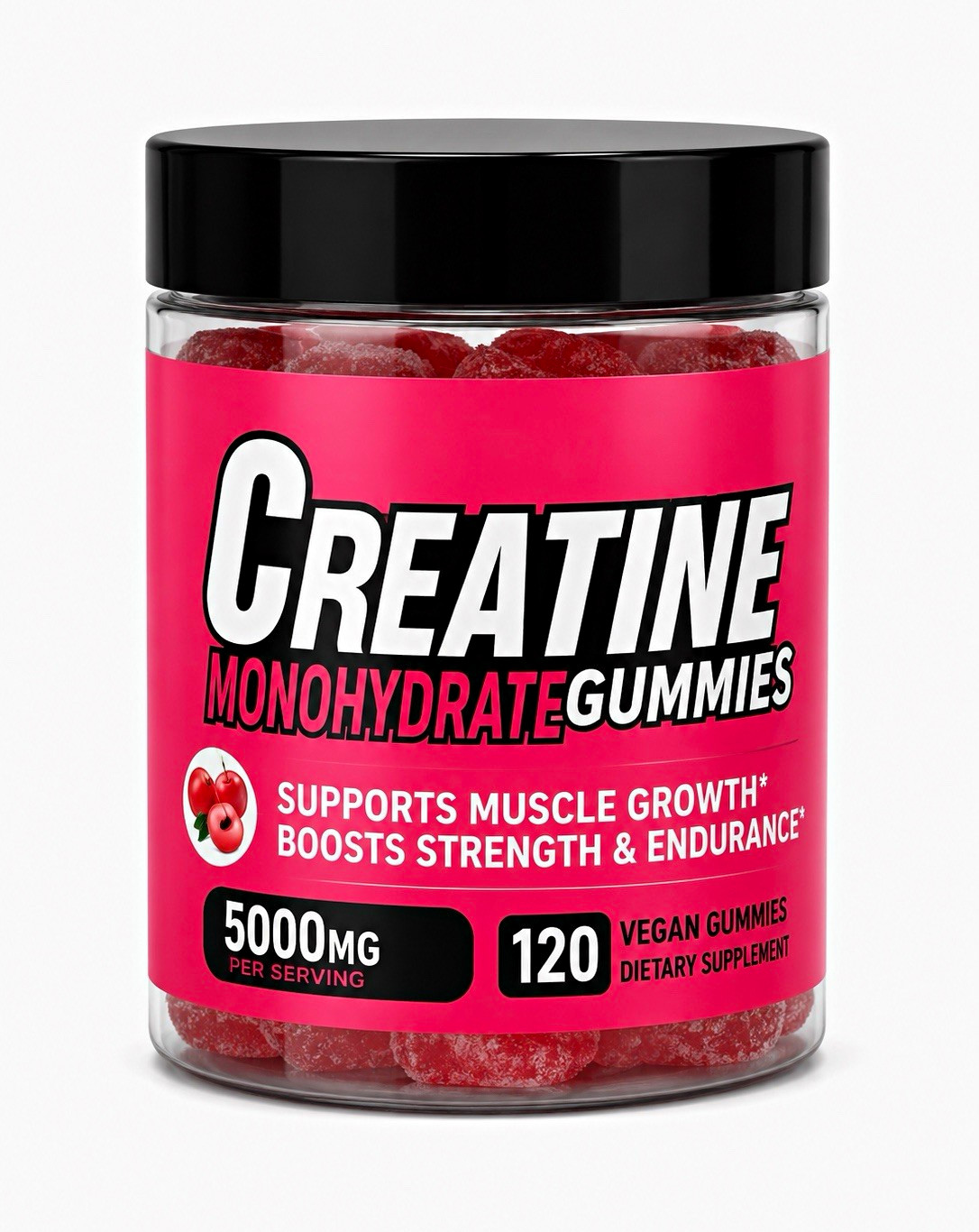 Creatine Monohydrate Gummies 5000mg 120 Count Vegan for Muscle Gain