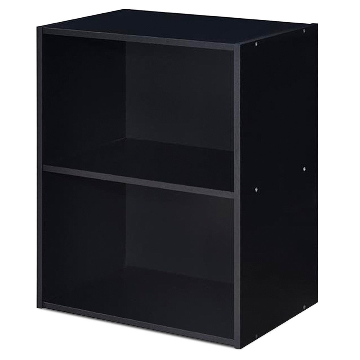 2PCS 2 Tier Open Shelf Night Stand End Table Sofa Side Storage Display Black