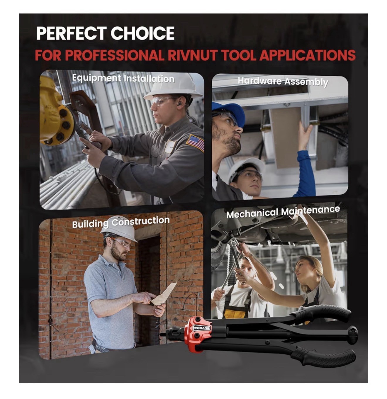 WOBANK 16” RIVET NUT TOOL KIT [Missing Pieces: See Pics/description]