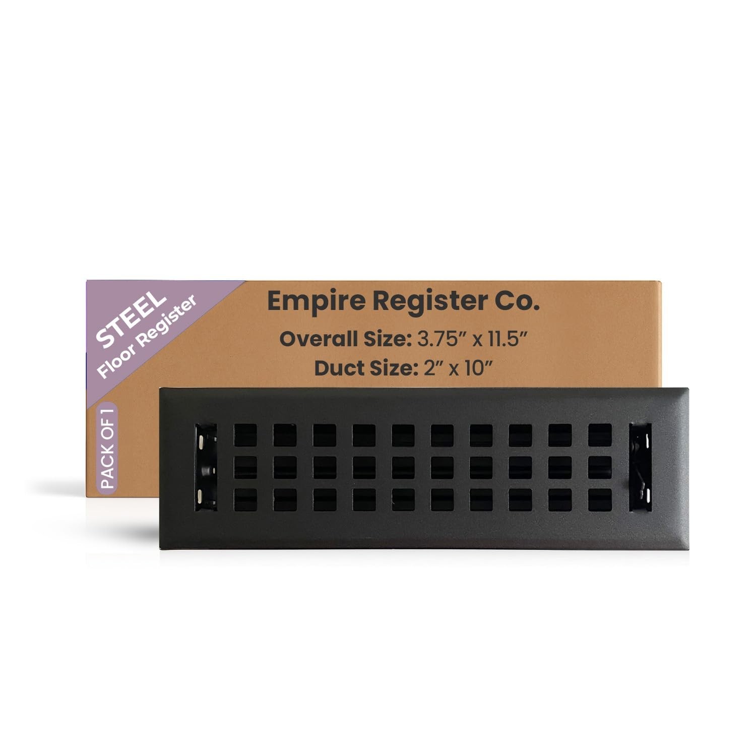 Empire Register Co, Steel Floor Register - 2x10 inch, Square Design, Textured...