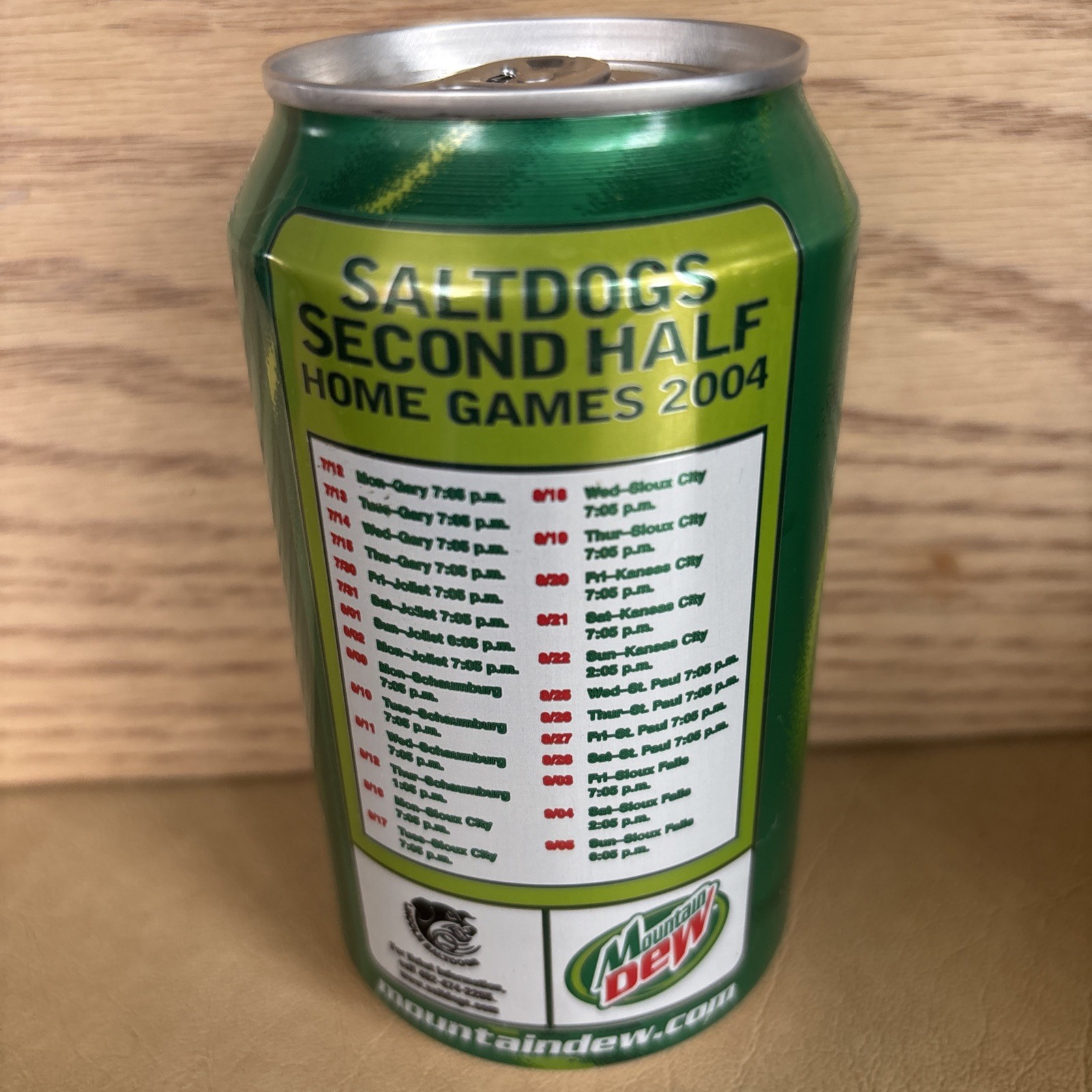 2004 Mountain Dew Lincoln Saltdogs Second Half Home Games soda can