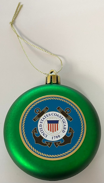 USCG United States Coast Guard 3" GREEN Ornament w 2" Emblem