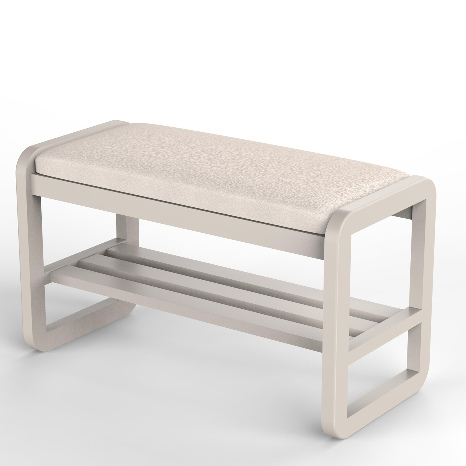 Wuditure Solid Wood Shoe Rack 2 Tier Shoe Storage Bench Cushion Seat 8 Pair