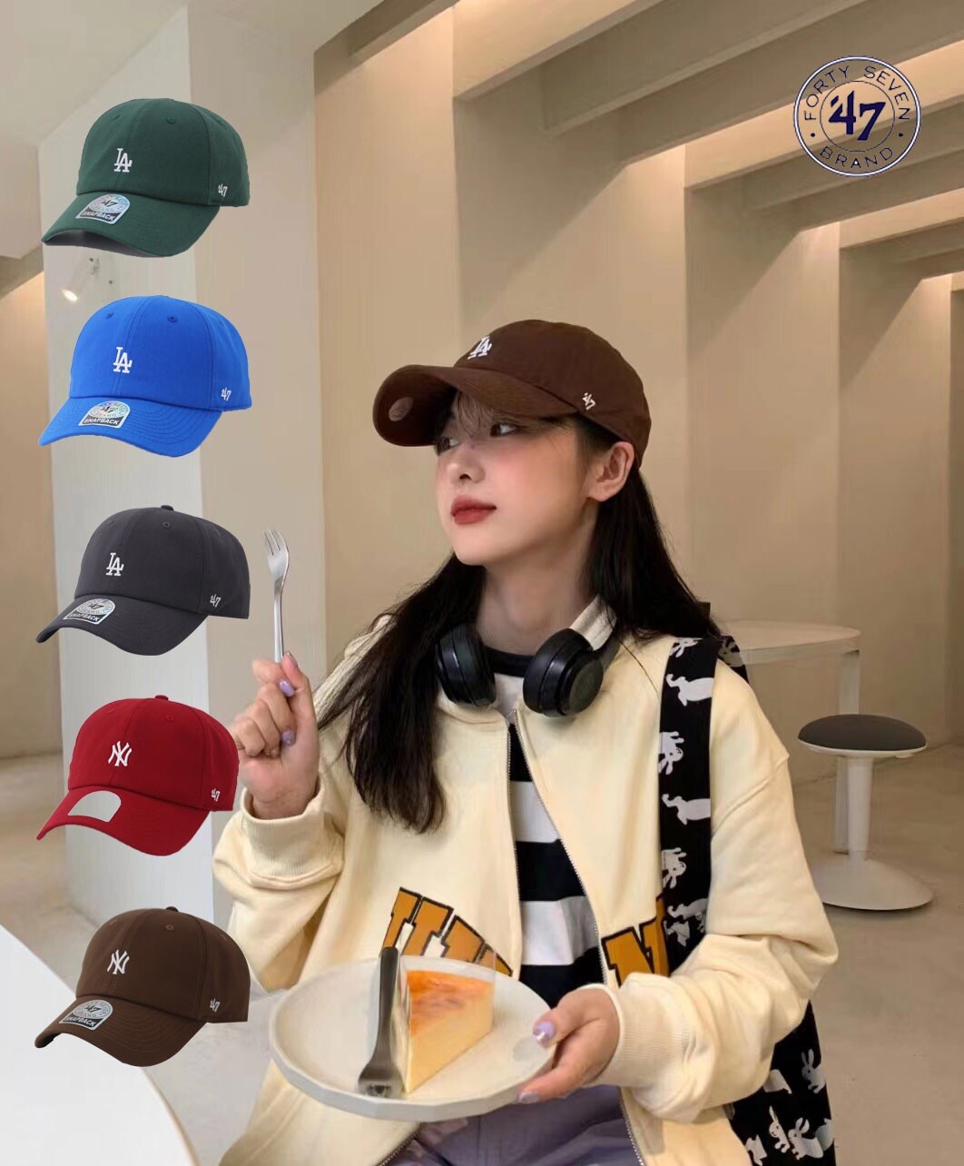 Mens Womens 47 Cap L-A N-Y Vintage Baseball Cap Baseball Team Logo Snapback Hat