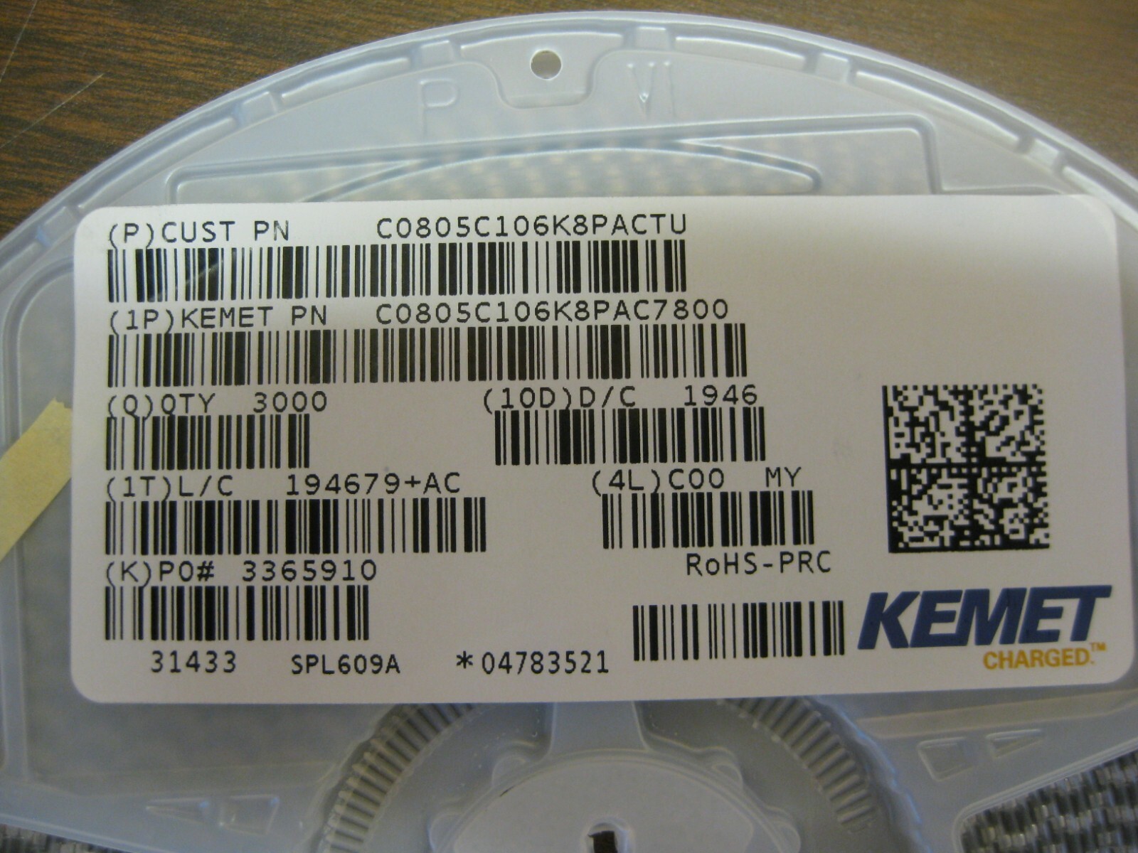 10uF 10V X5R 0805 SMD CERAMIC CAPACITOR C0805C106K8PACTU (LOT OF 100)