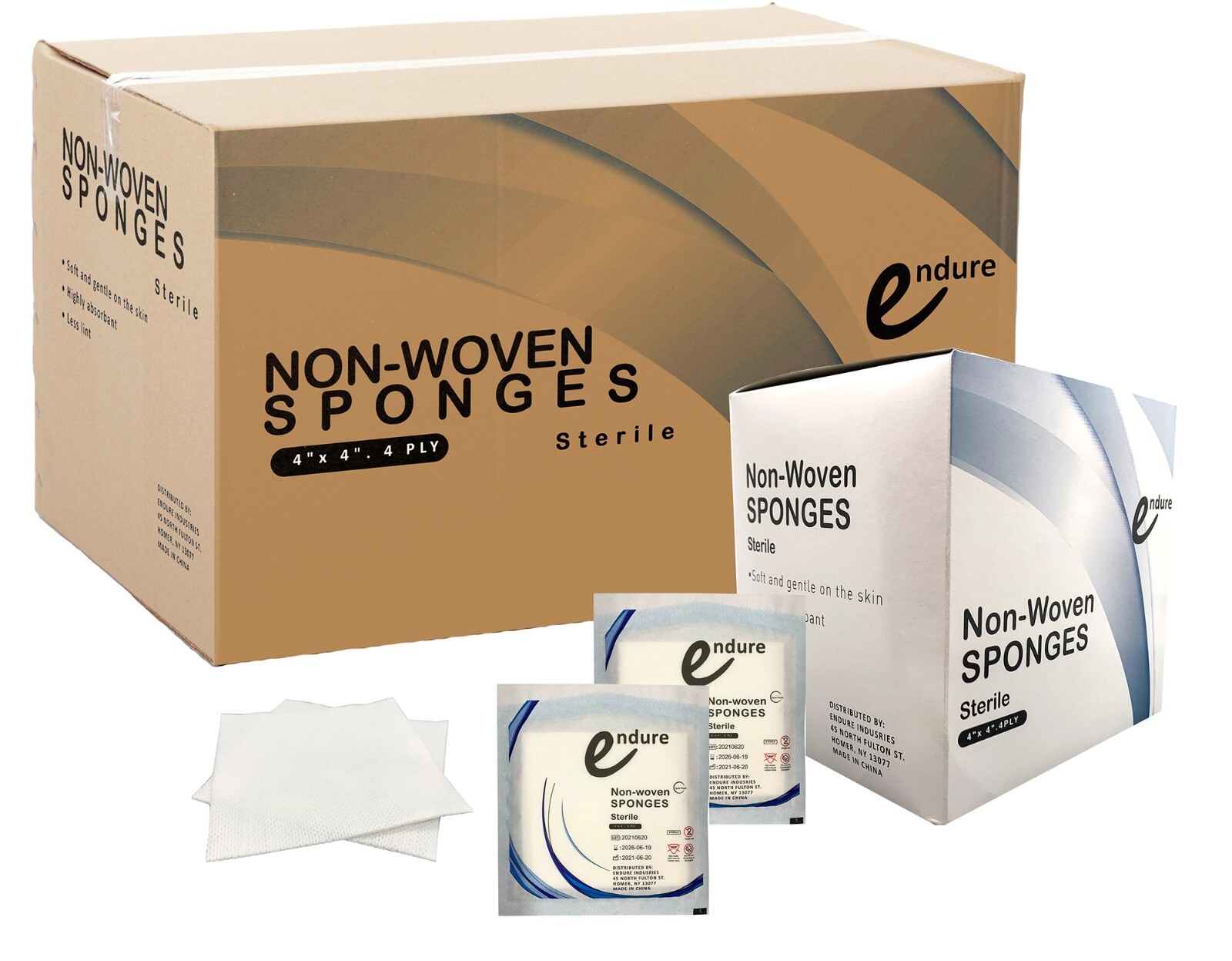 Case of 1600 Pcs Sterile Non-Woven Sponge, Folded Edge, 4" x 4" Premium